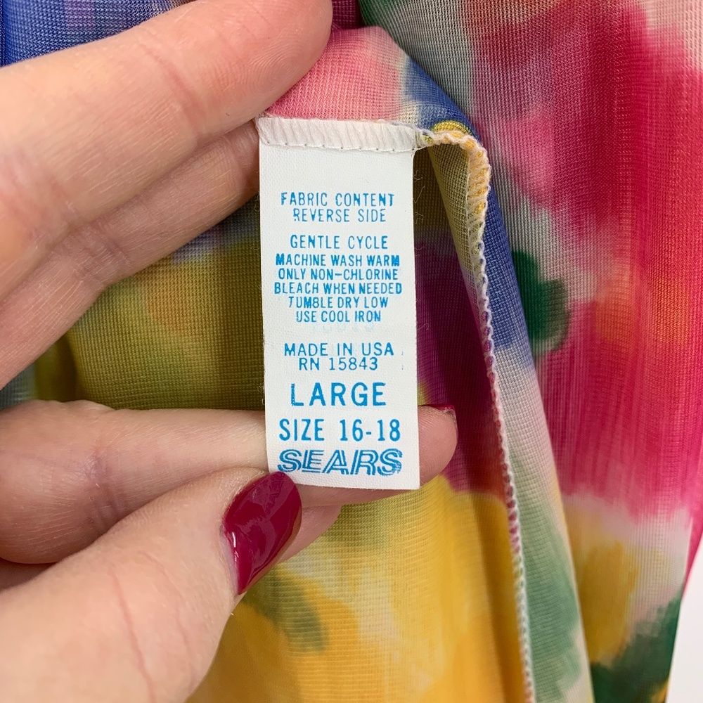 Vintage Inner Most Bright Floral Sheer Duster Robe Sears Sz L - Picture 7 of 10